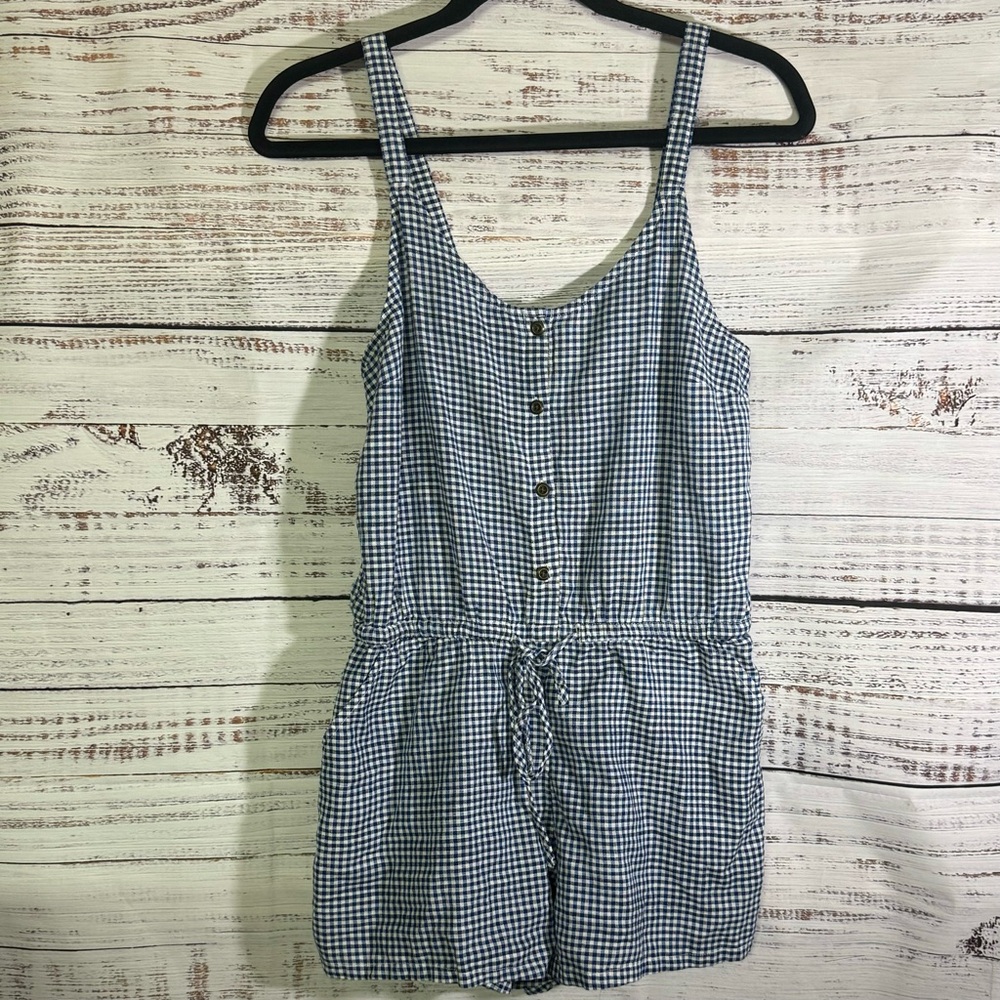 NWT Old Navy Blue and White Gingham Romper